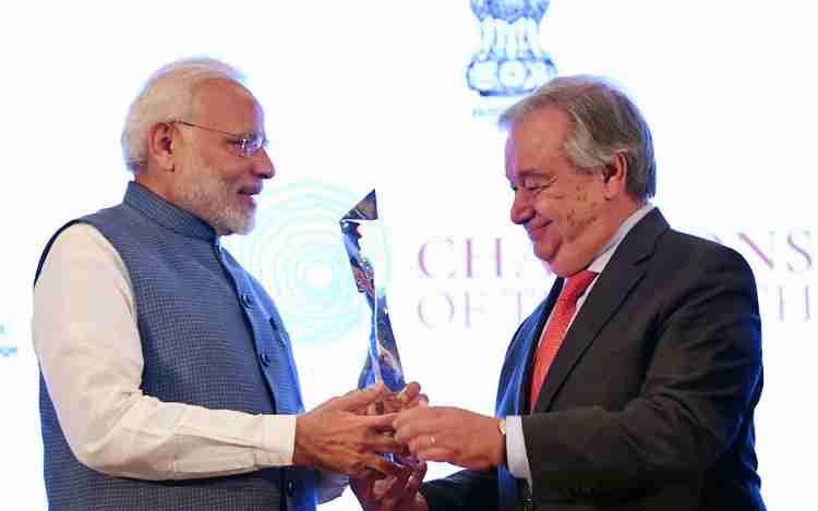Champions of the Earth Award Received by Narendra Modi